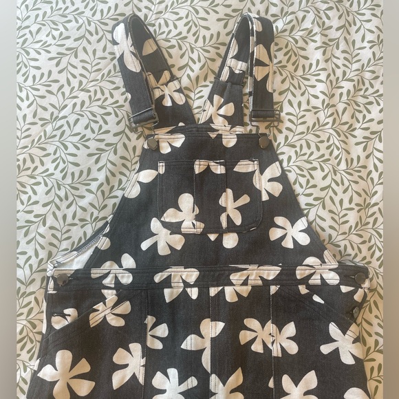 Of One Sea Denim Overalls in Black Plumeria - Picture 9 of 12